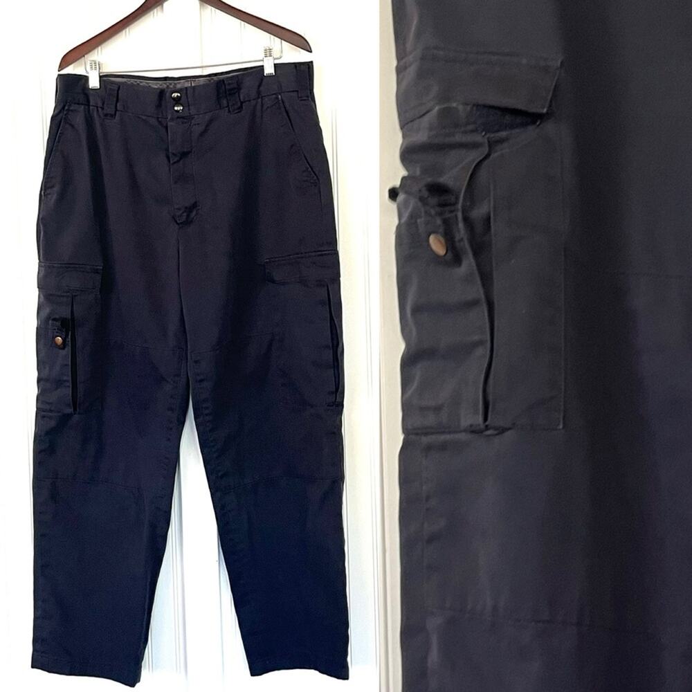 Vintage Navy Blue Cargo Pants Propper Khaki Carpenter Loop Velcro Pockets W 37